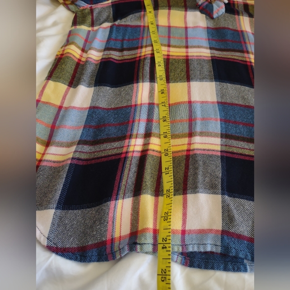 Talbots‎ Flannel Popover Top Womens Size Small Petite Long Sleeve Lace Up Neck - Picture 2 of 7